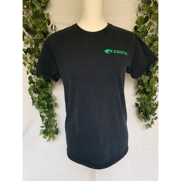 Costa Tops - Costa Short Sleeve Black & Green Fishing Shirt Small